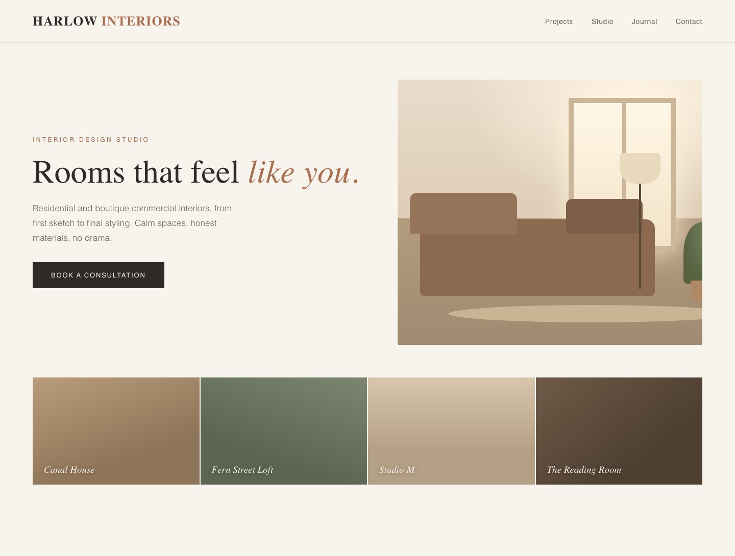 Desktop view of a small-business website design